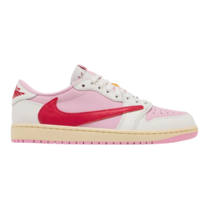 נעלי Travis Scott x Air Jordan 1 Low OG בצבע ורוד ולבן מעור יוקרתי – תמונה 5