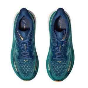 Hoka Clifton 9 נעלי ריצה רחבות עם ריכוך ותמיכה 'Black/Green' – תמונה 4