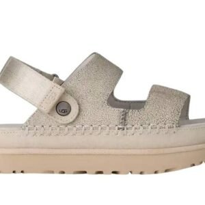 UGG Goldenstar Crackle Glide White – סנדלי פלטפורמה לנשים בצבע לבן