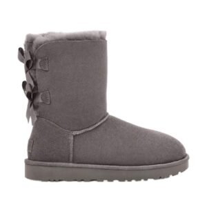 UGG Bailey Bow II Grey – מגפיים לנשים בצבע אפור עם סרטי קישוט